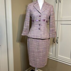 Maggy London Lilac Tweed 2 piece Skirt Suit Size 4